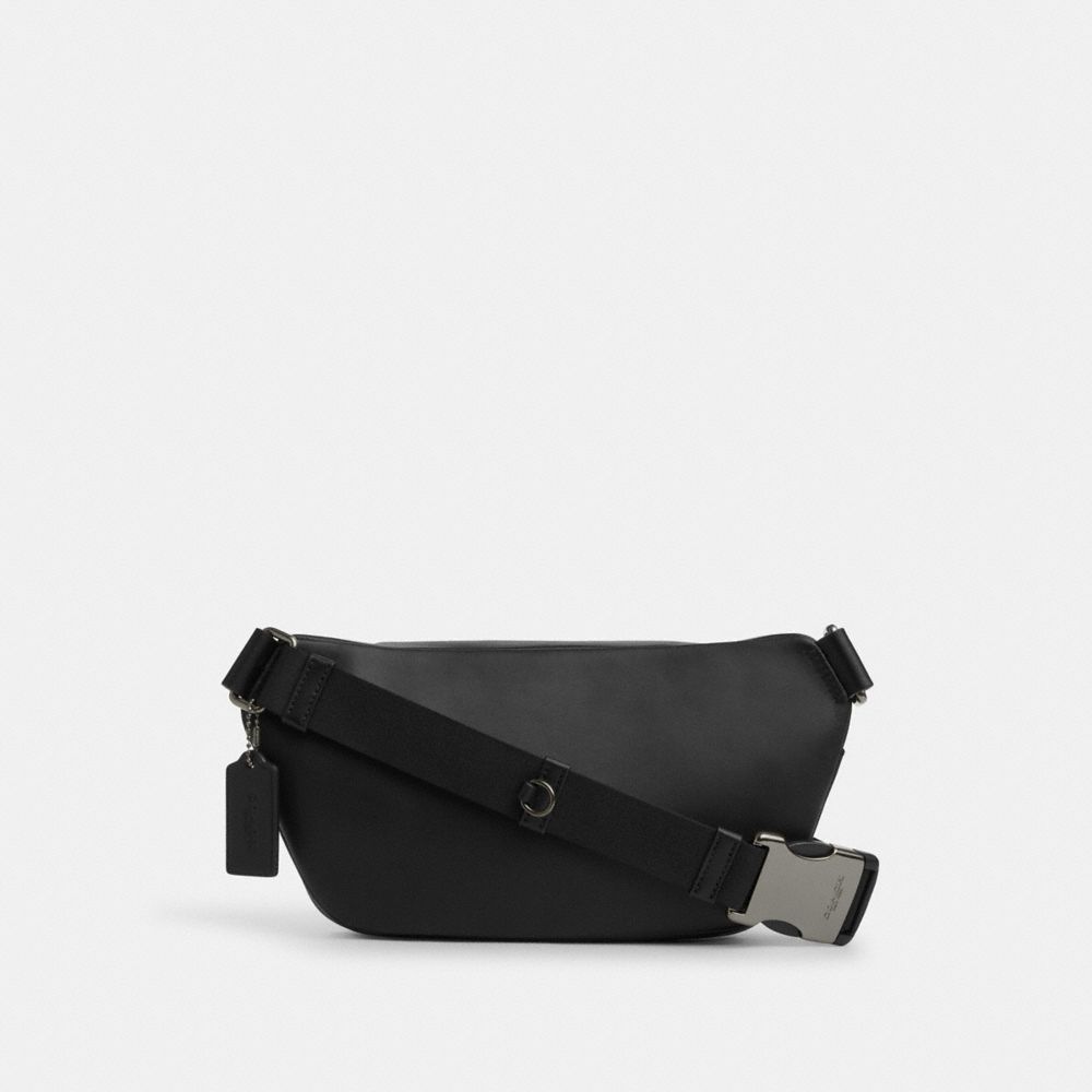 Coach Elias Belt Bag In Signature Canvas Gunmetal Charcoal Black