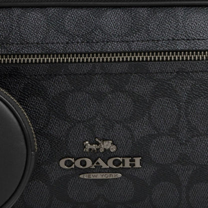 Coach Elias Belt Bag In Signature Canvas Gunmetal Charcoal Black