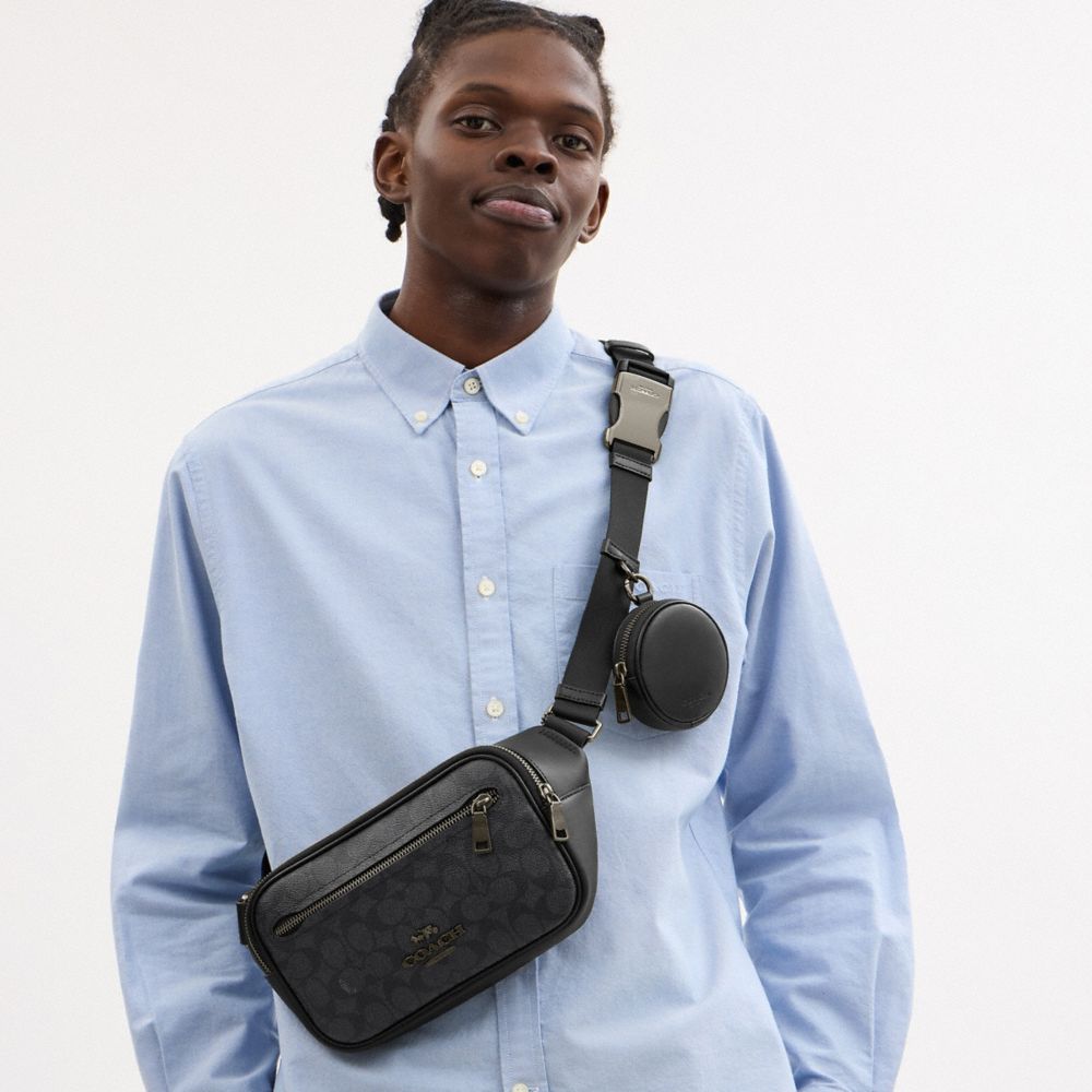 Elias Belt Bag In Signature Canvas Signature Canvas-Gunmetal-Charcoal-Black Signature Canvas-Gunmetal-Charcoal-Black
