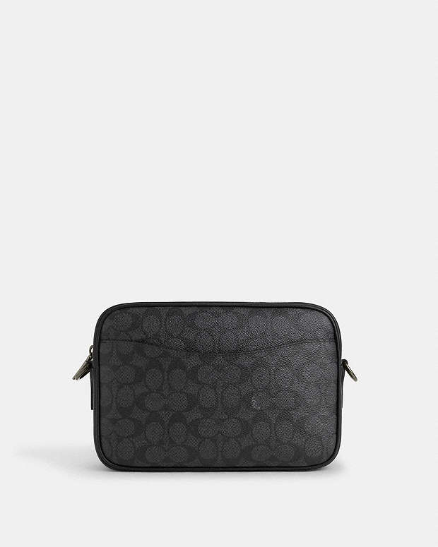 Elias Crossbody In Signature Canvas Signature Canvas-Gunmetal-Charcoal-Black Signature Canvas-Gunmetal-Charcoal-Black