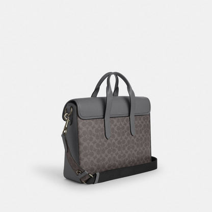 Coach Sullivan Portfolio Brief In Signature Canvas Gunmetal