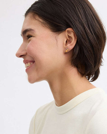 W Initial Stud Earrings Set Gold-Orange Gold-Orange
