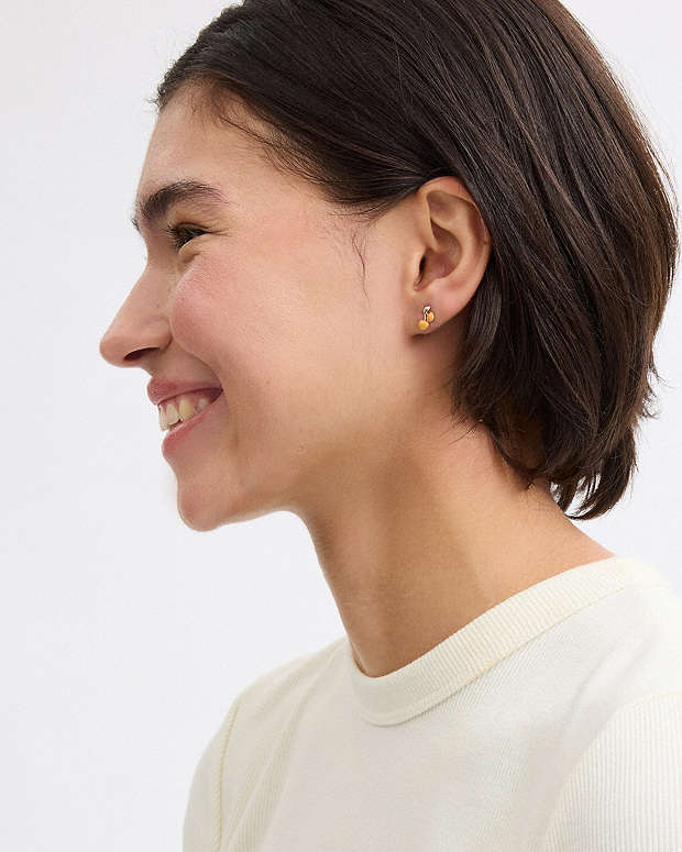 W Initial Stud Earrings Set Gold-Orange Gold-Orange