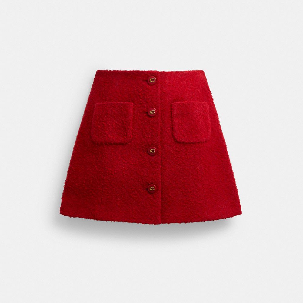 Coach Boucle Skirt Red