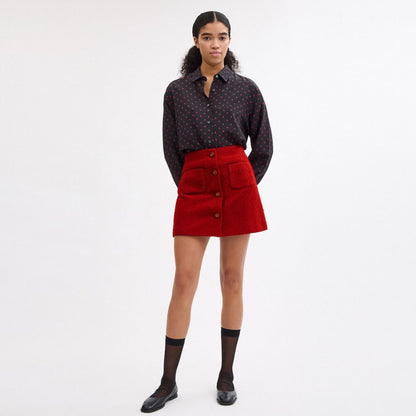 Coach Boucle Skirt Red