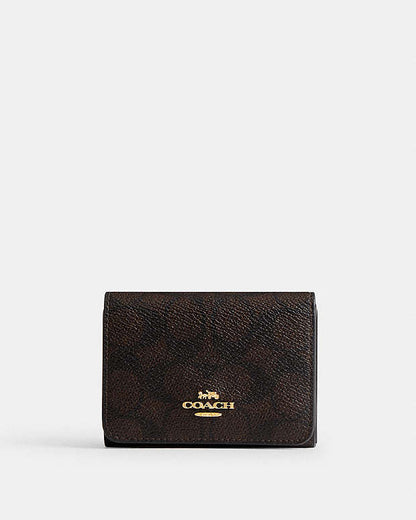 Card Holder Wallet In Blocked Signature Canvas Signature Canvas-Gold-Walnut-Tan Signature Canvas-Gold-Walnut-Tan