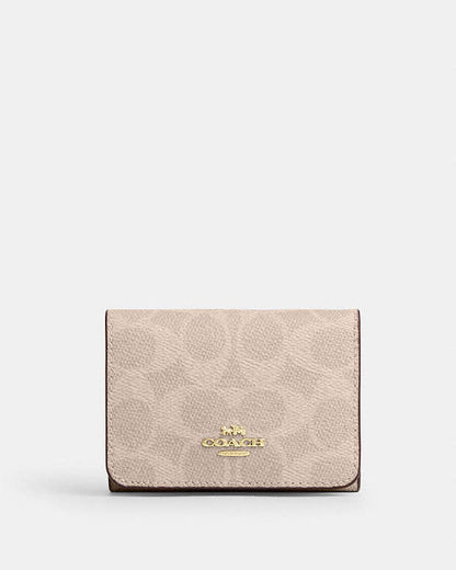 Card Holder Wallet In Blocked Signature Canvas Signature Canvas-Gold-Sand-Tan Signature Canvas-Gold-Sand-Tan