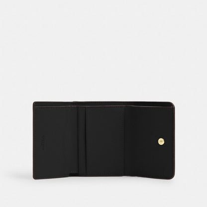Coach Card Holder Wallet In Blocked Signature Canvas Gold Sand Tan