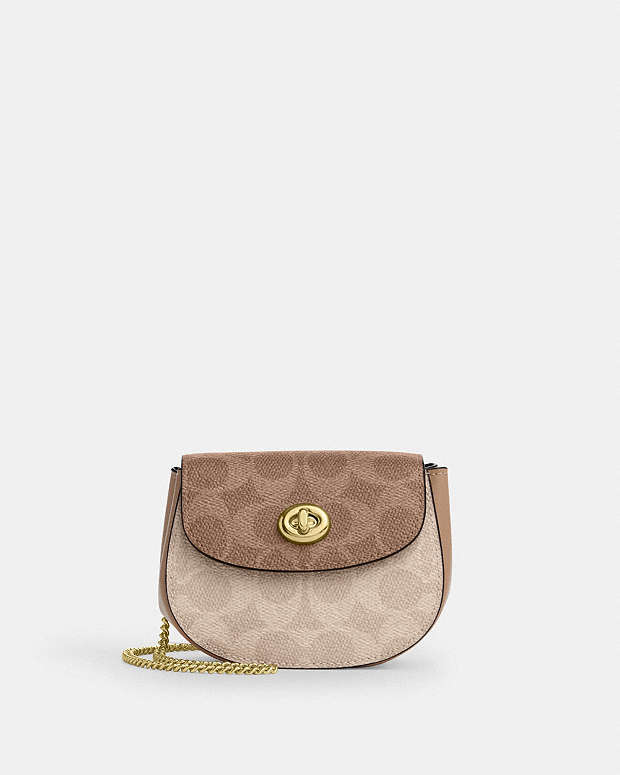 Turnlock Card Case In Blocked Signature Canvas Signature Canvas-Gold-Sand-Tan Signature Canvas-Gold-Sand-Tan