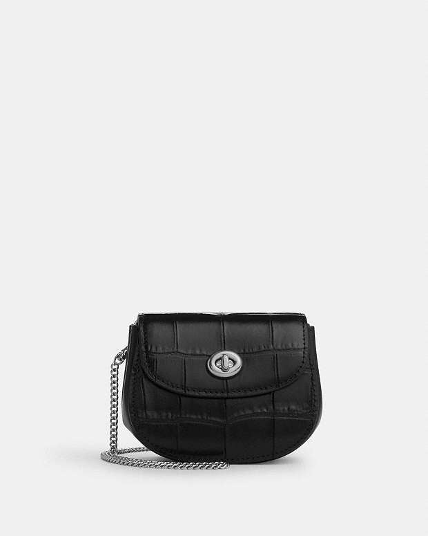 Turnlock Card Case Novelty Leather-Silver-Black Novelty Leather-Silver-Black