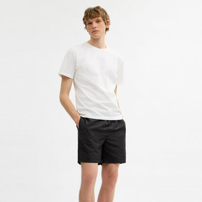 Coach Signature Swim Trunks In Recycled Polyester Dark Charcoal