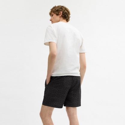 Coach Signature Swim Trunks In Recycled Polyester Dark Charcoal