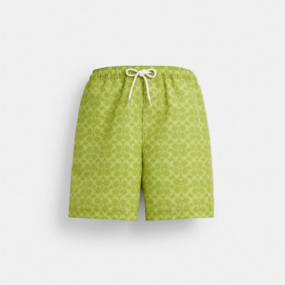 Coach Signature Swim Trunks In Recycled Polyester Pear