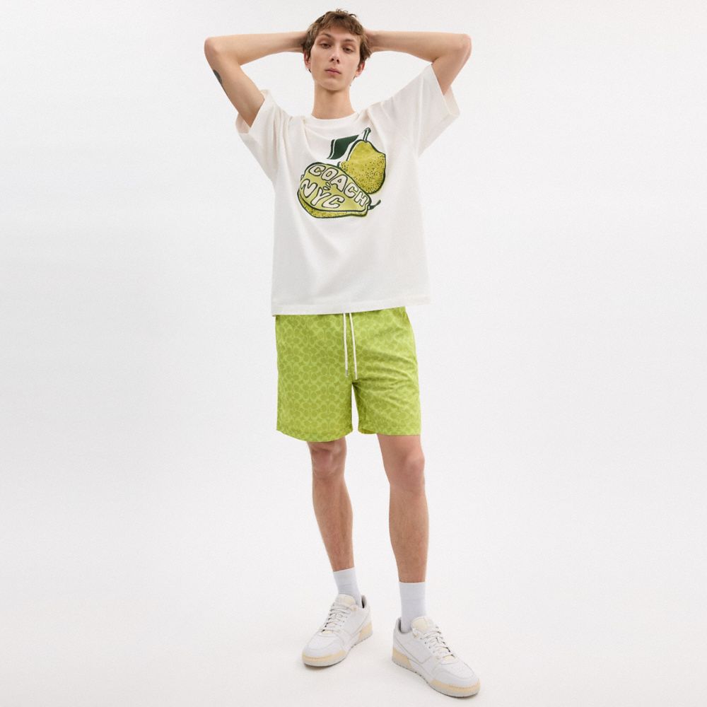 Coach Signature Swim Trunks In Recycled Polyester Pear