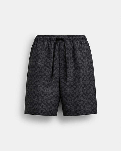 Signature Swim Trunks In Recycled Polyester Charcoal Signature Charcoal Signature