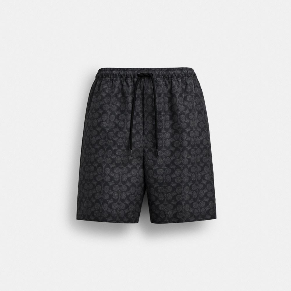Coach Signature Swim Trunks In Recycled Polyester Charcoal Signature