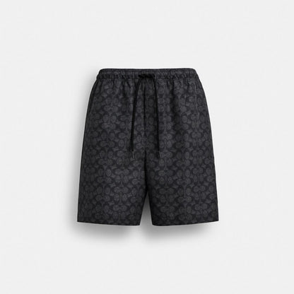 Coach Signature Swim Trunks In Recycled Polyester Charcoal Signature