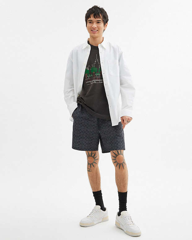 Signature Swim Trunks In Recycled Polyester Charcoal Signature Charcoal Signature