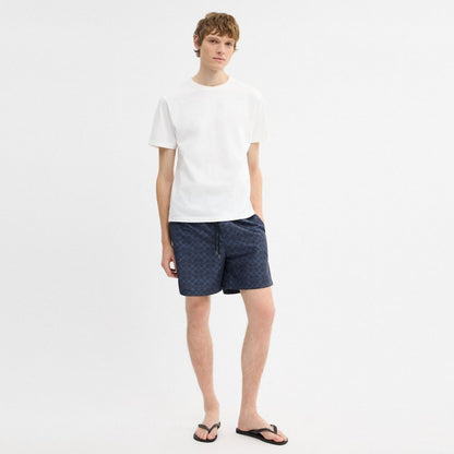 Coach Signature Swim Trunks In Recycled Polyester Navy