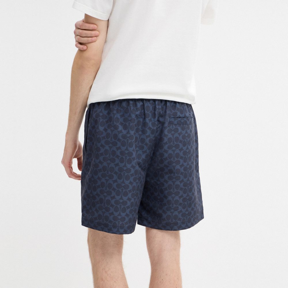 Coach Signature Swim Trunks In Recycled Polyester Navy