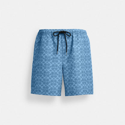 Coach Signature Swim Trunks In Recycled Polyester Denim Signature