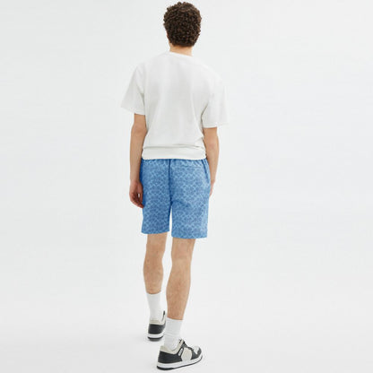 Coach Signature Swim Trunks In Recycled Polyester Denim Signature
