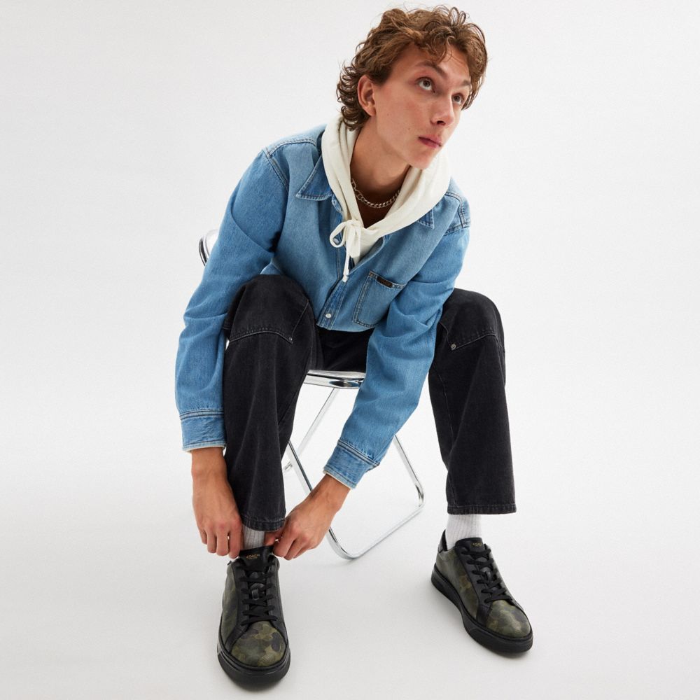 Coach High Line Sneaker In Signature Camo Print Camo