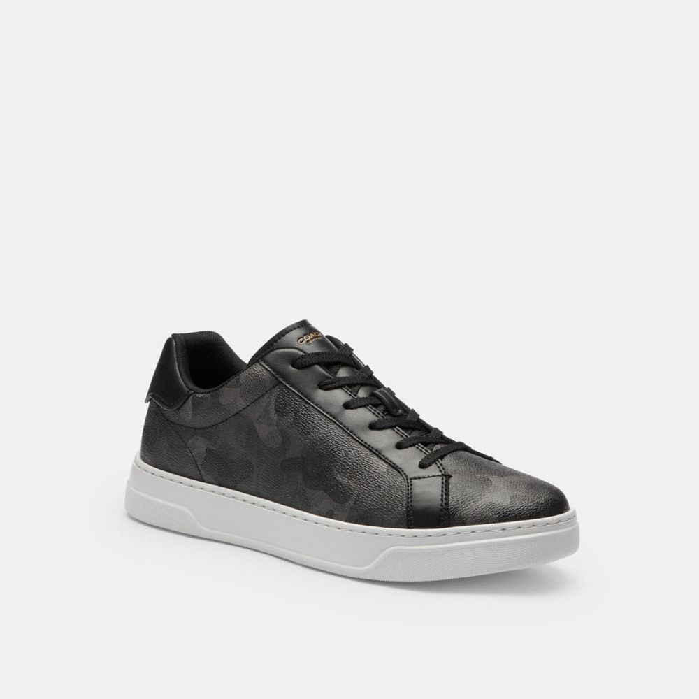 Men's Coach High Line Sneaker In Signature Camo Print Camo   Black