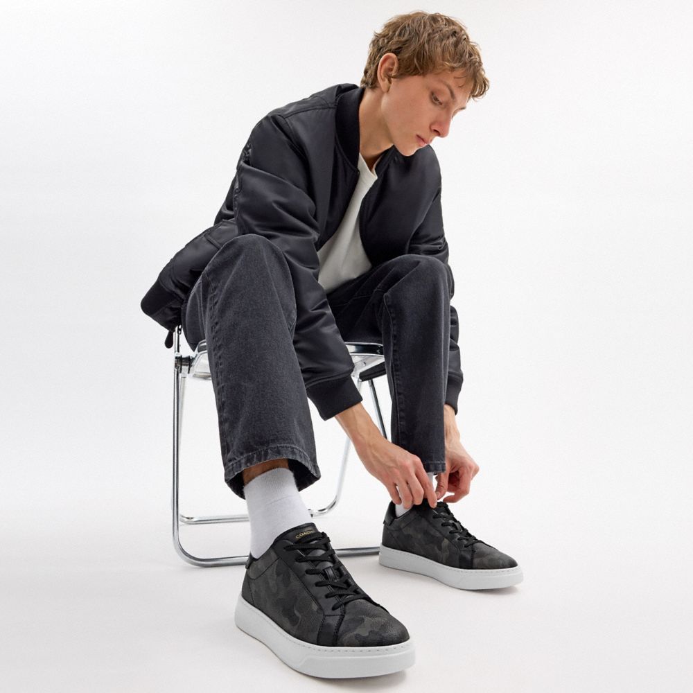 Coach High Line Sneaker In Signature Camo Print Camo   Black