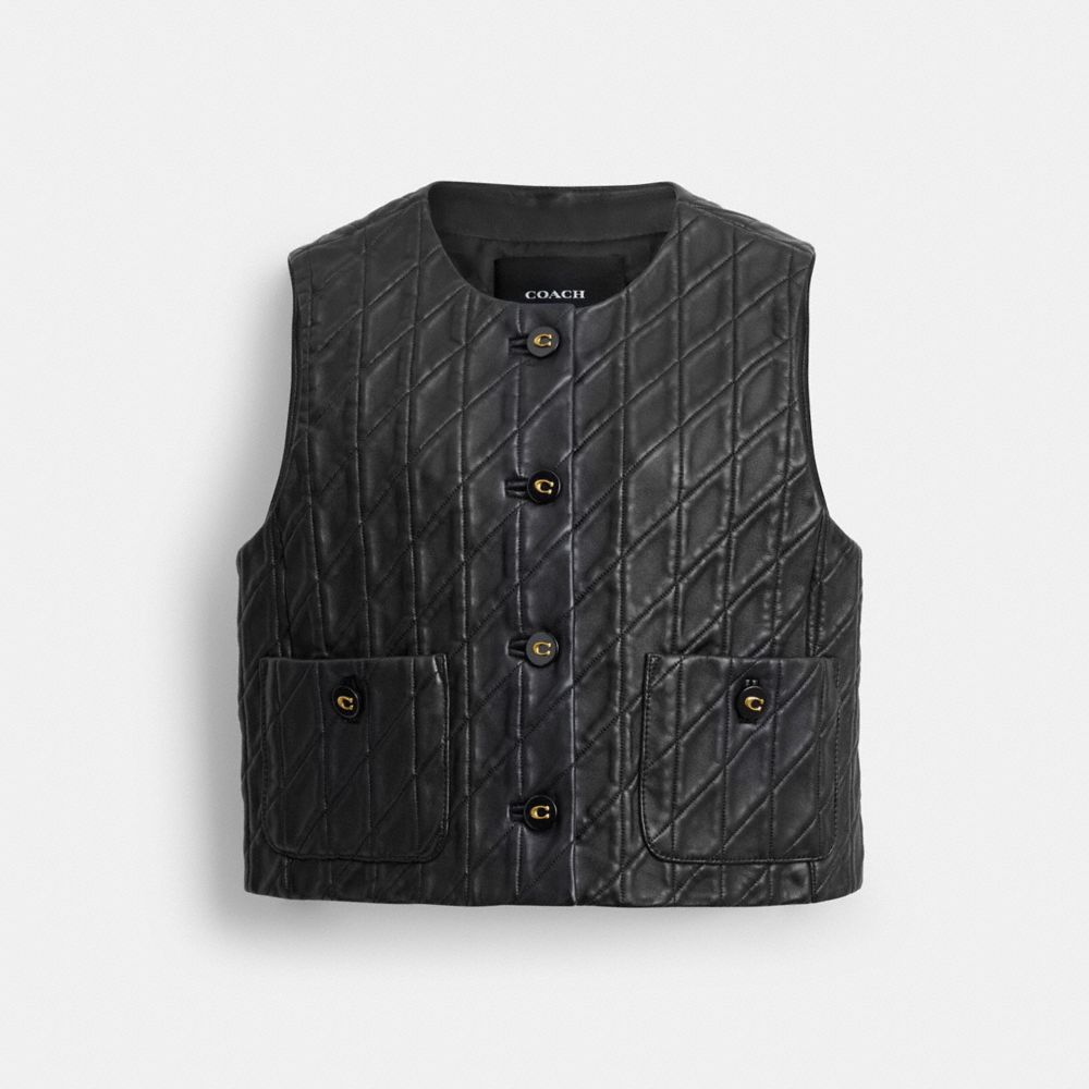 Coach Quilted Leather Vest Black