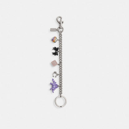Coach Motif Chain Bag Charm Silver Multi