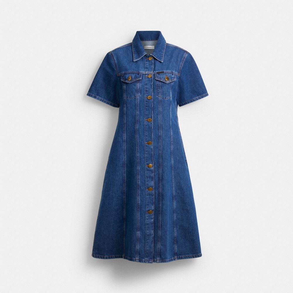 Coach Denim Midi Dress In Organic And Recycled Cotton Medium Blue