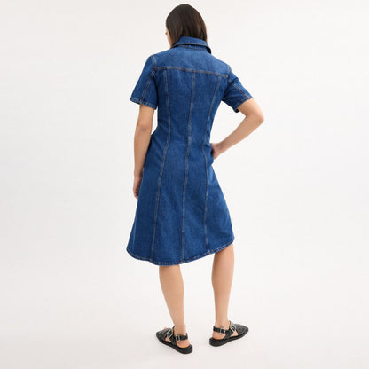Coach Denim Midi Dress In Organic And Recycled Cotton Medium Blue