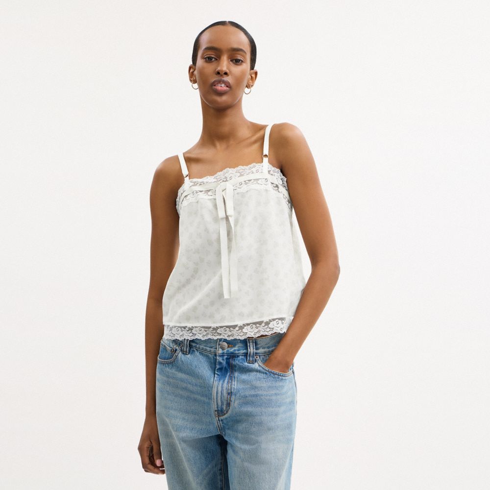 Coach Floral Silk Top White