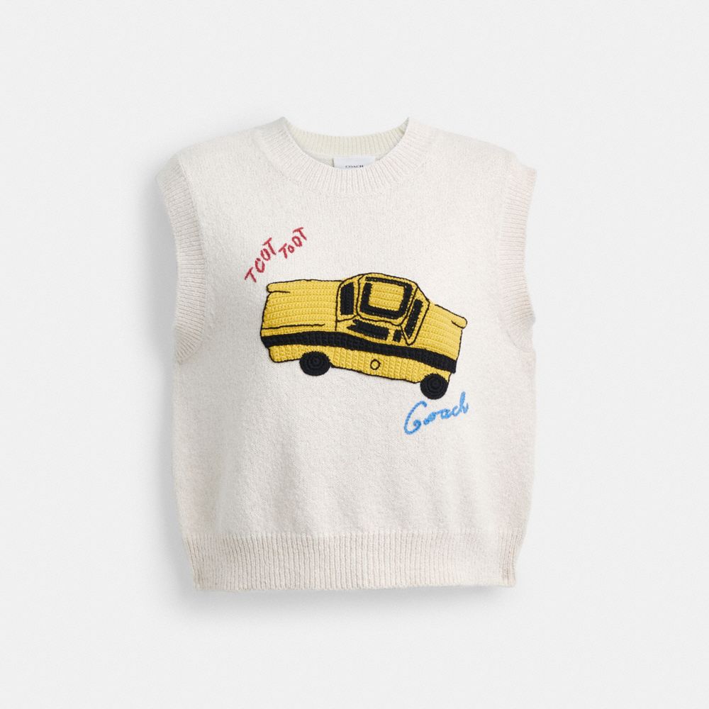 Coach Sketch Print Sweater Vest Cream Multi