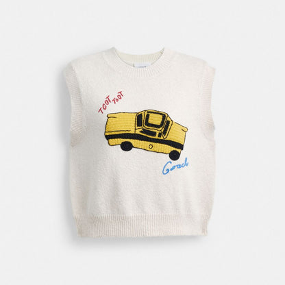 Coach Sketch Print Sweater Vest Cream Multi