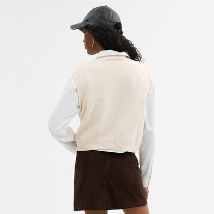 Coach Sketch Print Sweater Vest Cream Multi