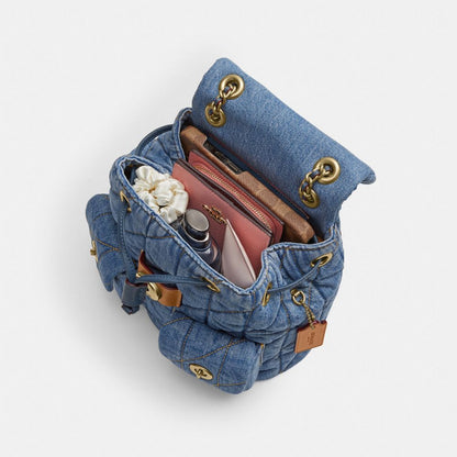 Coach Tabby Backpack With Quilting Brass Indigo