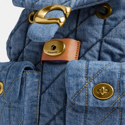 Coach Tabby Backpack With Quilting Brass Indigo