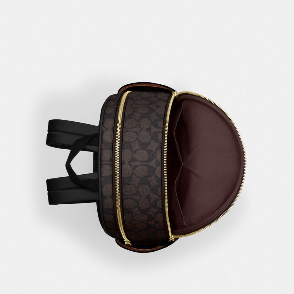 Court Backpack In Blocked Signature Canvas Signature Canvas-Gold-Walnut-Tan Signature Canvas-Gold-Walnut-Tan