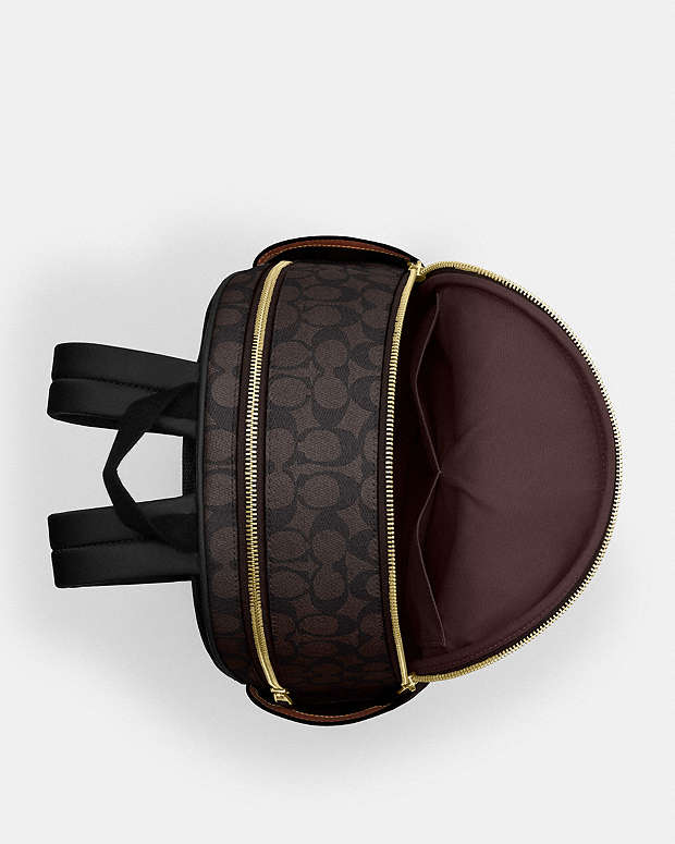 Court Backpack In Blocked Signature Canvas Signature Canvas-Gold-Walnut-Tan Signature Canvas-Gold-Walnut-Tan