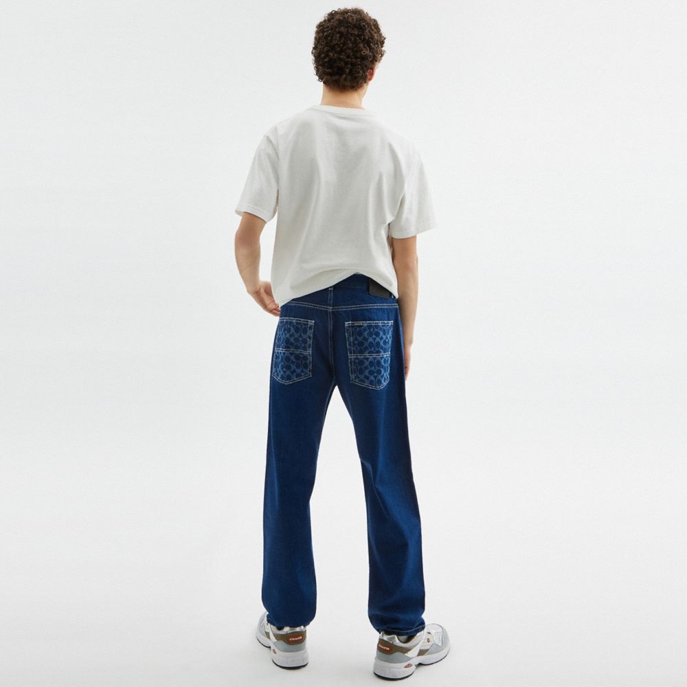 Coach Straight Fit Denim Jeans Dark Wash