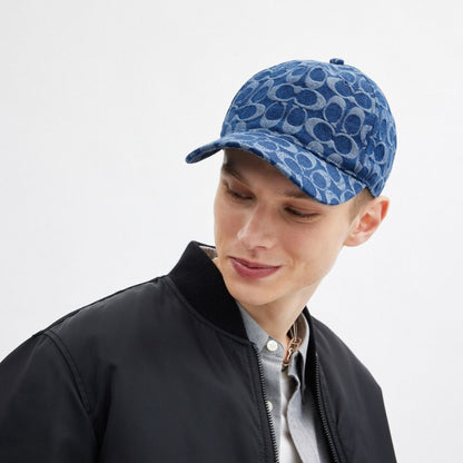 Coach Signature Denim Baseball Hat Denim