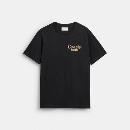 Coach New Year Coach Snake Script T Shirt In Organic Cotton Black