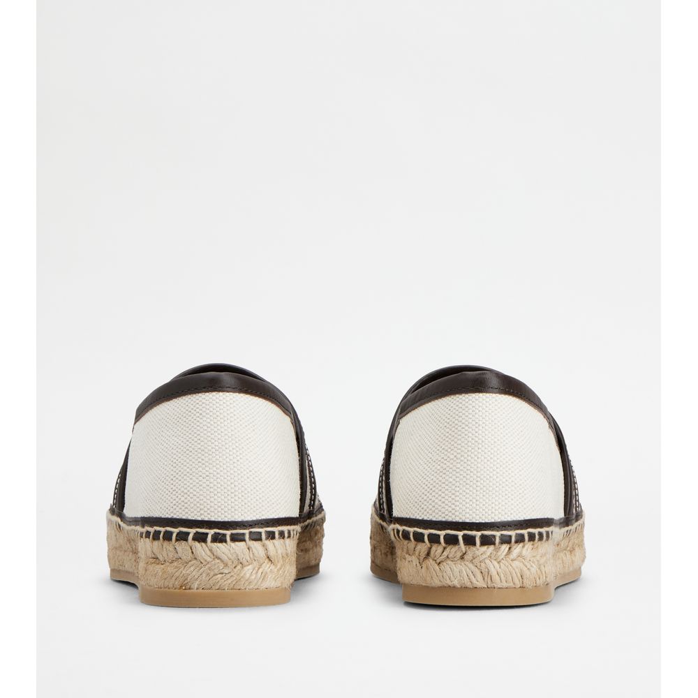 Tods Kate Espadrilles In Canvas And Leather Beige Black Womens