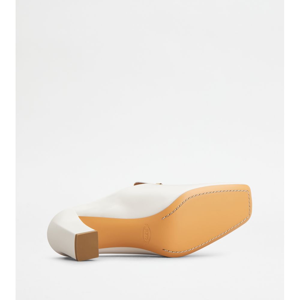 Tods Mules In Leather White Womens