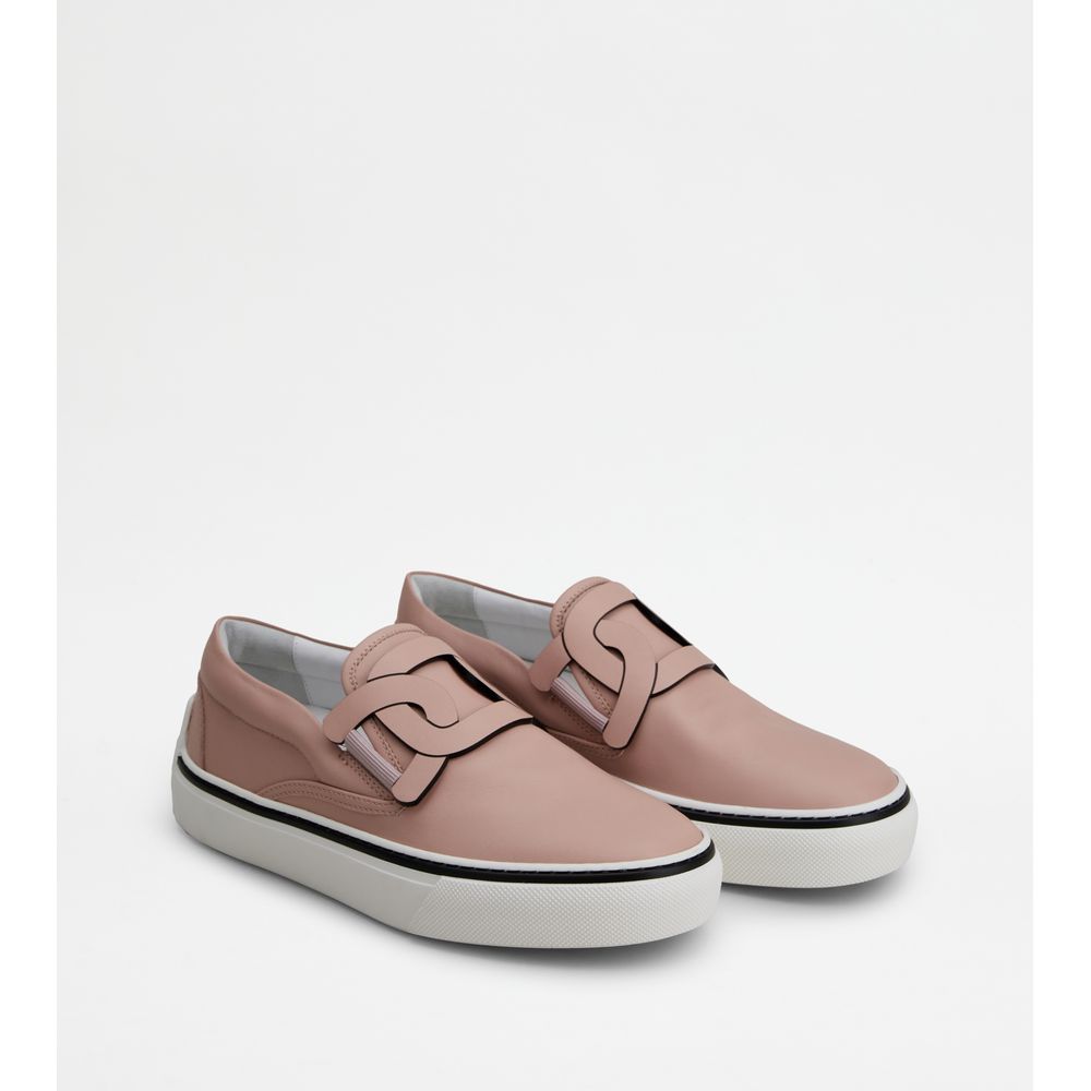 Tods Slip On Shoes In Leather Pink Womens