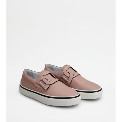 Tods Slip On Shoes In Leather Pink Womens