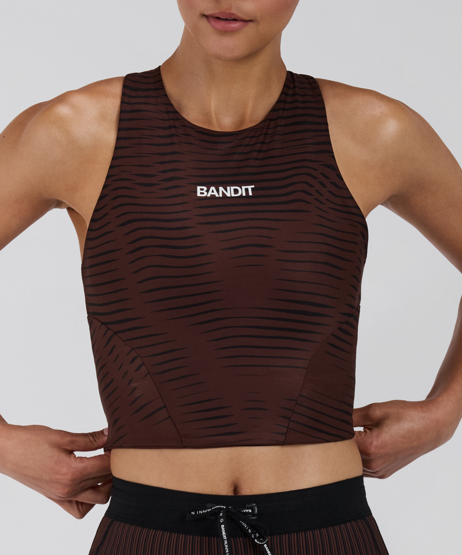 Bandit Womens Stamina Race Crop Organic Stripe Cacao