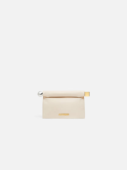 Jacquemus The Small Rond CarreClutch Nappa Leather Folded Clutch Light Ivory